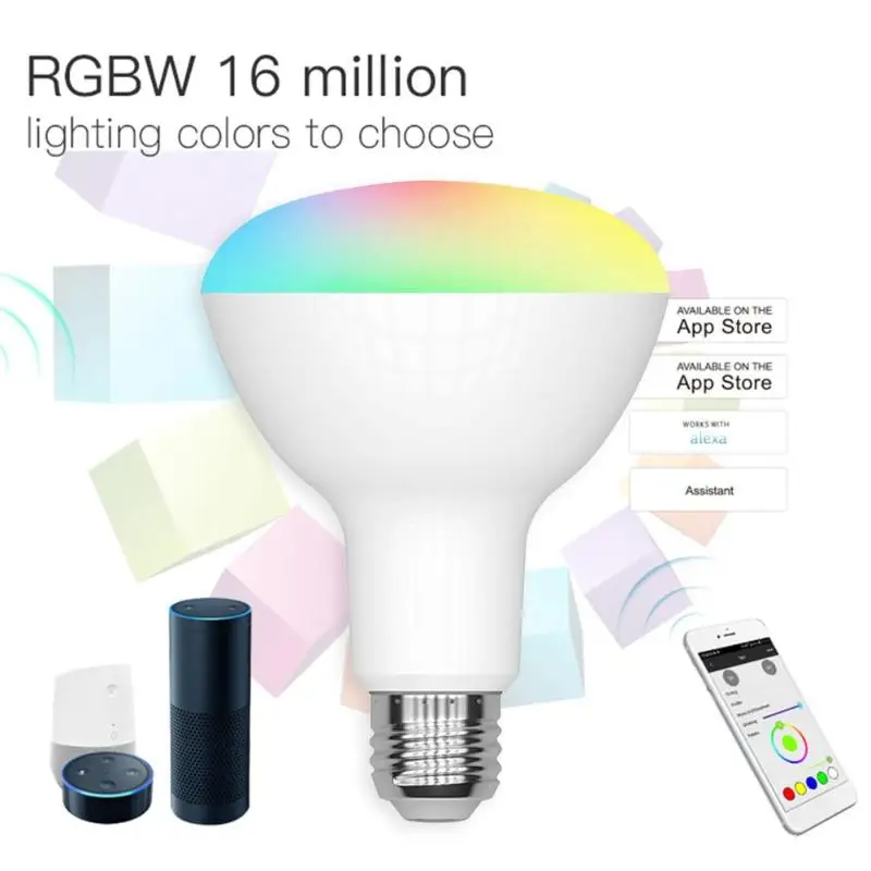 Vktech BR30 E26/E27 Светодиодный умный WiFi лампочка 9 Вт/4 Вт 100-240 В RGBW Белый Диммируемый светодиодный светильник работает с Alexa Google Home Assistant
