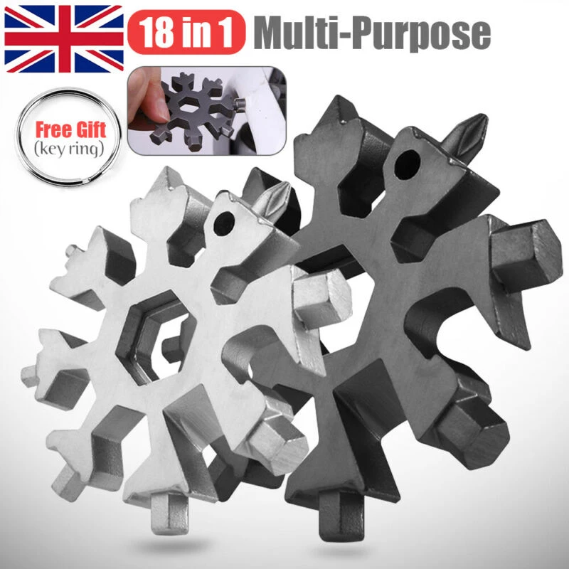 18 In 1 Stainless Tool Multi-Tool Portable Snowflake Shape Key Chain Screwdri W0 18 In 1 Stainless Tool Multi-Tool Portable Snowflake Shape Key Chain Screwdri W0