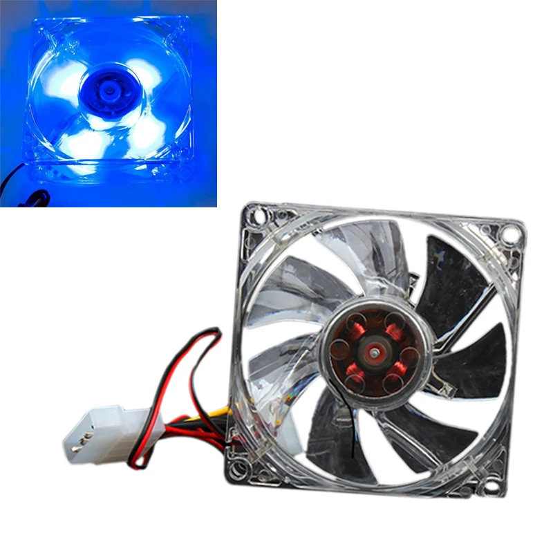 Etmakit 80Mm Cpu Cooler Fan Cooling 4 Led Stille Desktop Computer Blauw