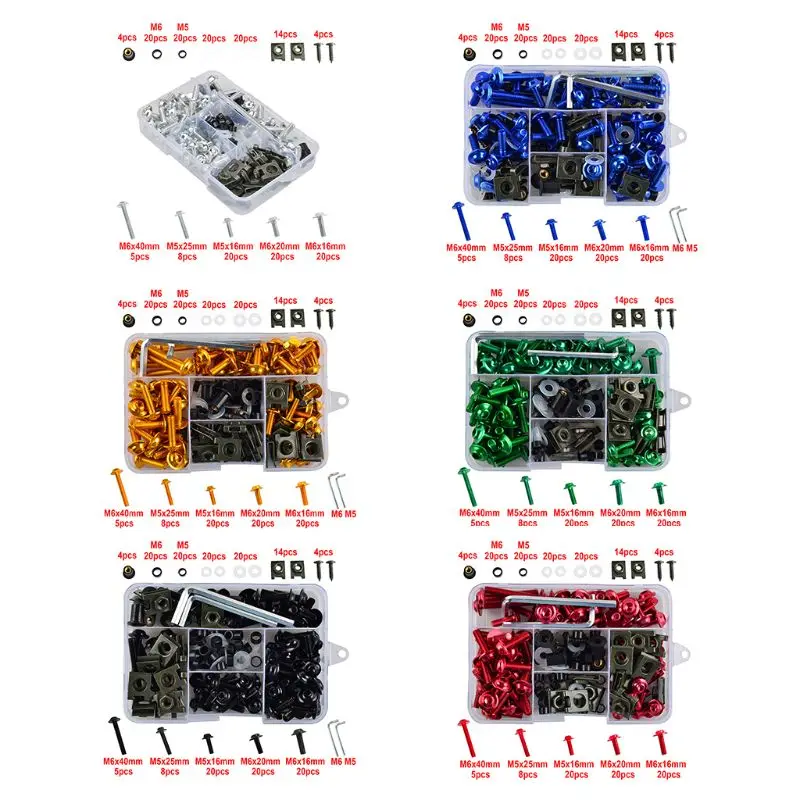 Motorcycle accessories stainless steel screw auto fasteners auto accessories motorcycle screws motorcycle fasteners stainless steel bolt carbon steel bolts 177PCS Fairing Bolts Kit CNC Screws Nut For Honda CBR600RR CBR900RR CBR929RR CBR1000RR CBR 600RR 900RR 929RR 1000RR 600