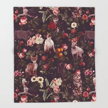 

Cat Cartoon Animals Design Blankets Cat and Floral Pattern Throw Blanket Flannel Blanket Throws Sofa 100x125 Cat Fleece Throw