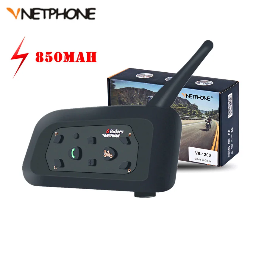 Bluetooth-рация Vnetphone V6 для мотоциклетного шлема 1200 м дуплексное BT переговорное