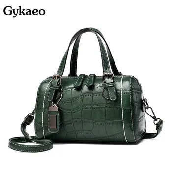 

Gykaeo New Female Crocodile Pattern Small Tote Bags Handbags Women Famous Brands PU Leather Barrel-shaped Crossbody Shoulder Bag