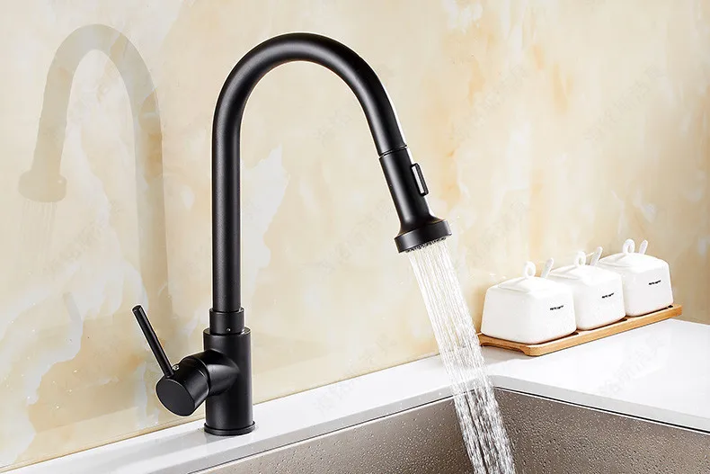 New ORB Kitchen Faucet Single handle Black Pull Down Kitchen Sink Faucet Oil Rubbed Bronze Mixer Tap grifos fregadero cocina