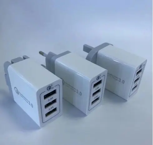 10 шт. QC3.0 настенное зарядное устройство 3USB Быстрая Зарядка адаптер питания для путешествий Быстрая зарядка США ЕС Великобритания Разъем iPhone huawei мобильный телефон samsung