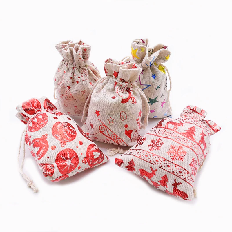 10 шт льняные джутовые Подарочные мешки из натурального мешковины конфетная