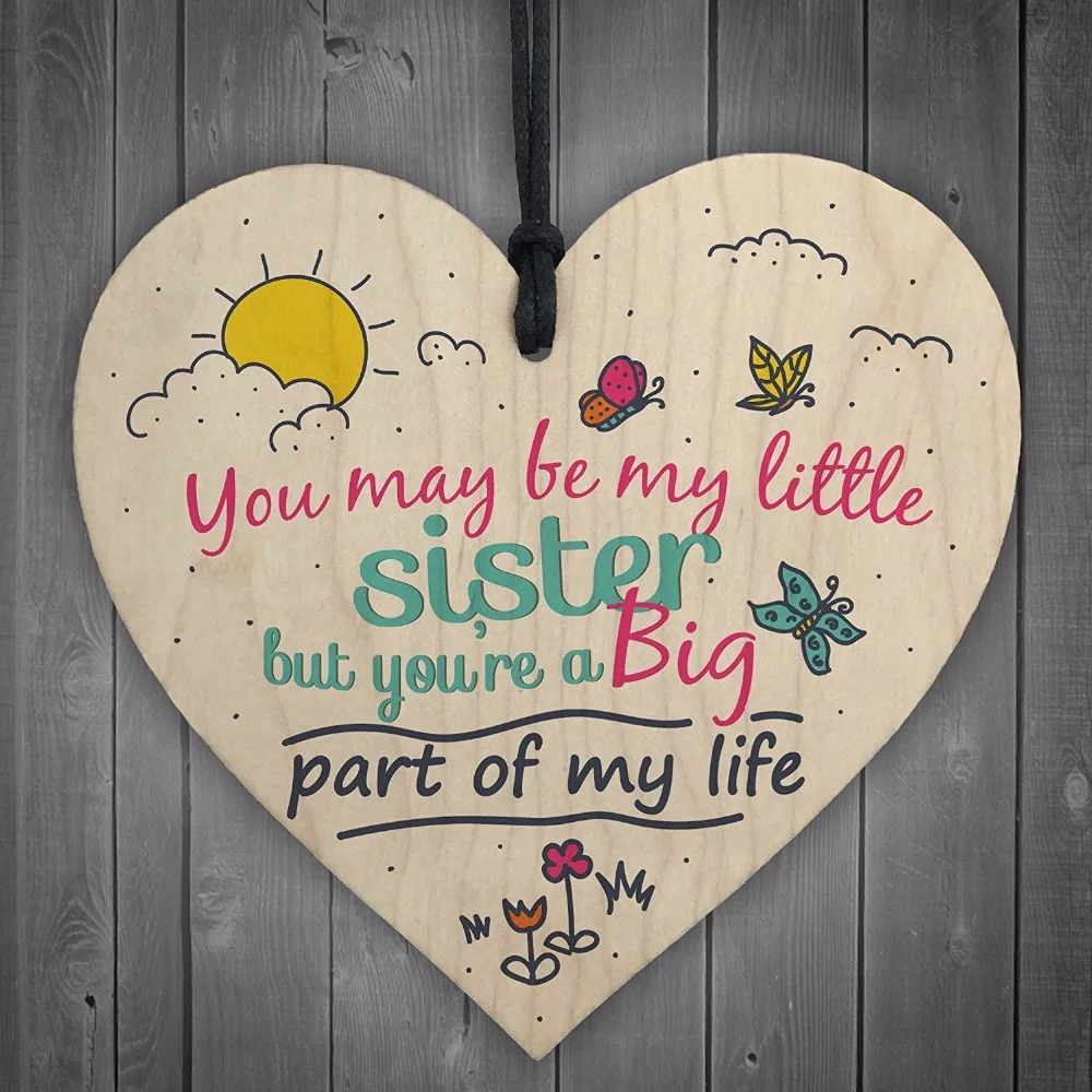 4-Meijiafei-Little-Sister-Big-Part-Of-My-Life-Wooden-Hanging-Heart-Plaque-Sister-Love-Best-Friend