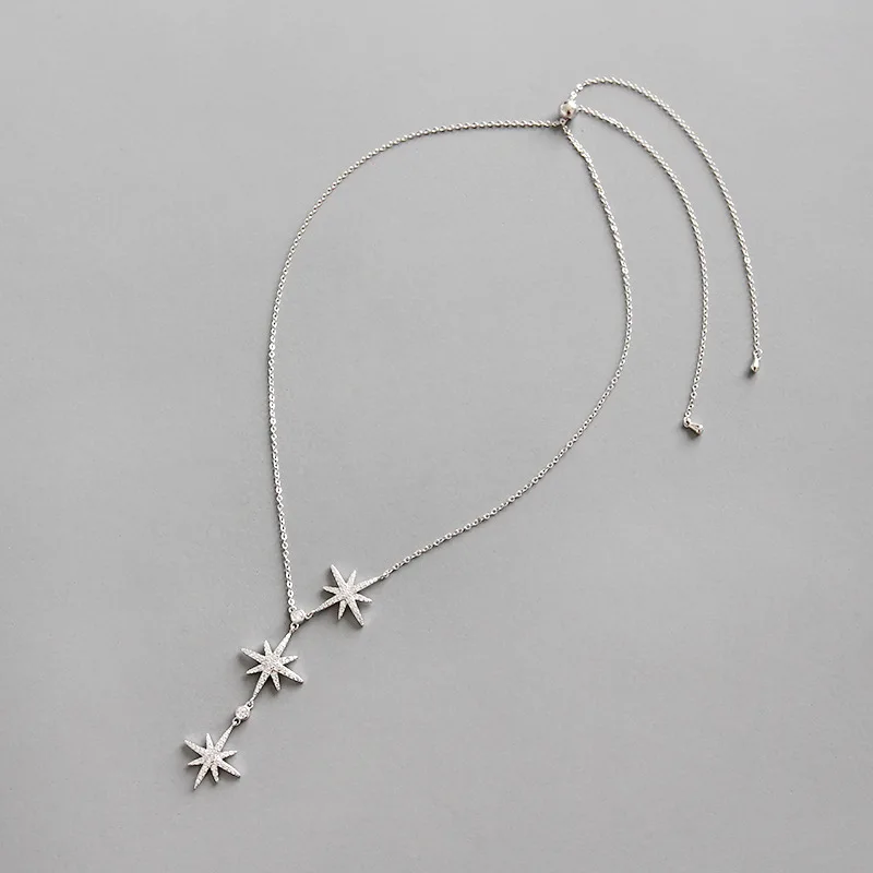 

S'STEEL Pure 925 Sterling Silver Necklace Stars Long Pendants 4A Zircon Boho Collares De Moda 2019 Women Accessories Jewelry