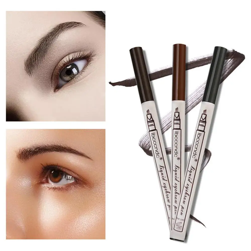 Бровей татуировки жидкий карандаш с тремя наконечниками Водонепроницаемый бровей аппликатор