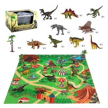 

Children's Dinosaur Toy Set Simulation Tyrannosaurus Model Dinosaur World Scene Game Carpet With Storage Box In Stock