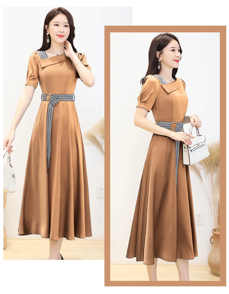 3XL בתוספת גודל משרד ליידי Midi שחור שמלות נשים Bodycon המפלגה מקסי Vestidos 2021 קיץ בציר סאטן אצטט מקרית שמלה קיצית