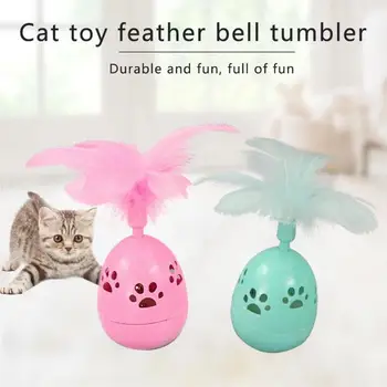 

Pet Dog Cat Interactive Toy Funny Tumbler Ball Feather Bell Kitten Teaser Toys Cat Toys Play Balls for Pets Catch Cats Supplies