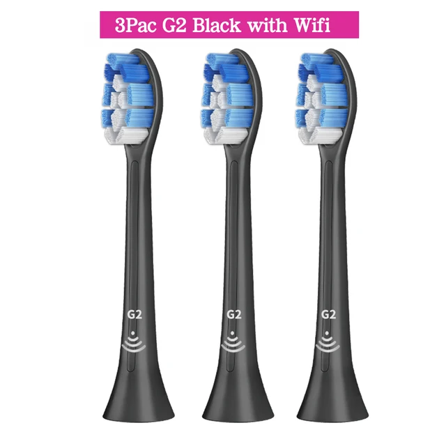Apply to Philips Sonicare Toothbrush HX6250 HX6530 HX6730 HX6930 Electric Toothbrush Replacement Heads Bluetooth BrushHeads 3Pcs-G2-BK-With Wifi