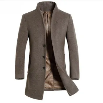 

winter casual Men's wool Jackets and coats men slim fit business brown wool overcoat jacket male woolen outwear clothing