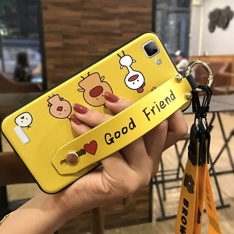 Lanyard Phone Case VIVO Y35 Shockproof Cute Cartoon Series TPU Cover Delicate Silicone Holder | Мобильные телефоны и