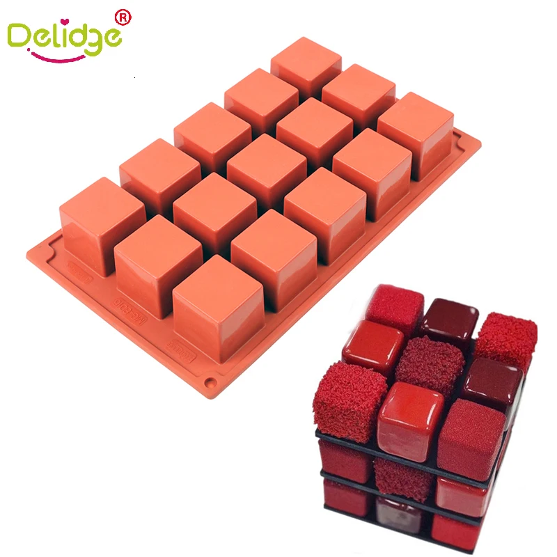 Delidge 17,4*30 см 15 сетка куб силиконовая форма для шоколада сделай сам льда Fondant(сахарная) формочка для желе пирожных украшения форма для изготовления мыла Кухня Пособия по кулинарии инструмент