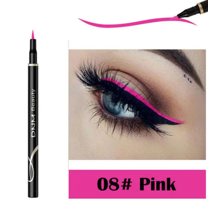 08 Длинная Стойкая подводка для глаз макияж Водонепроницаемая жидкая подводка в ручке Косметика Черная подводка Карандаш - Цвет: 08