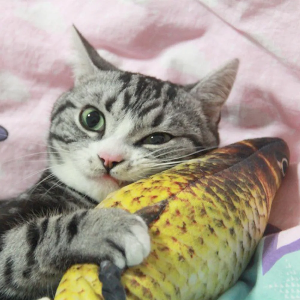 Pet Интерактивная кошачья мята игрушка мята Подушка Жевательная укус котенок моделирование кикер форма рыбы играть Реалистичная