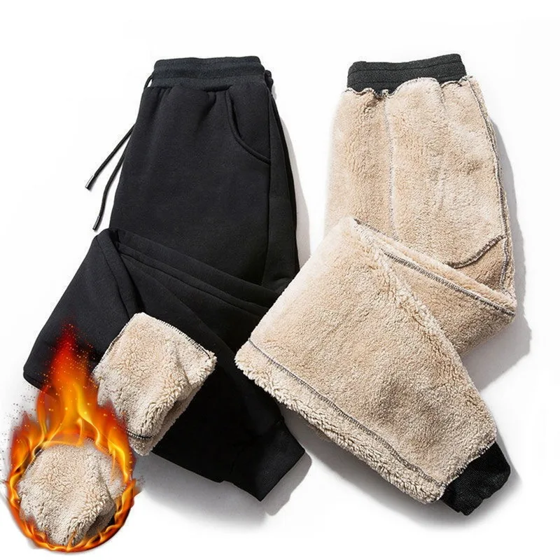 Men's Winter Pants Outside Warm Joggers Thicken Men Sweatpants Heavyweight Streetwear Fleece Trousers Men Pant elephant harem pants