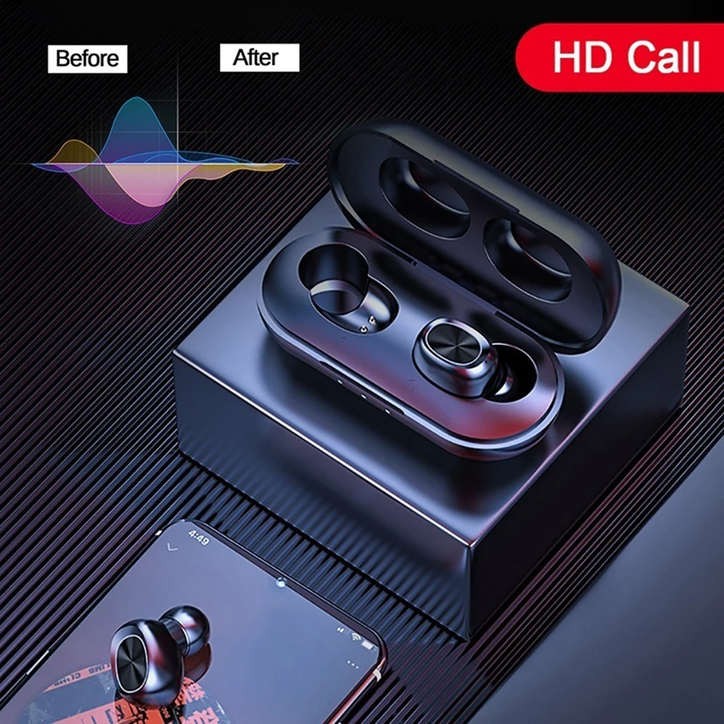 B5 Fingerprint Touch Bluetooth HiFi Wireless Headphones With Microphones charging box 5.0 Touch Control Earbuds Waterproof