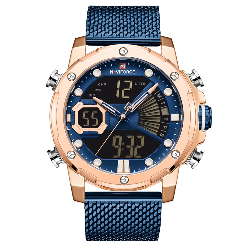 NAVIFORCE мужские часы Топ люксовый бренд для мужчин s Мода нержавеющая сталь Аналоговые кварцевые часы водонепроницаемые наручные часы Relogio Masculino - Цвет: Steel RG BE