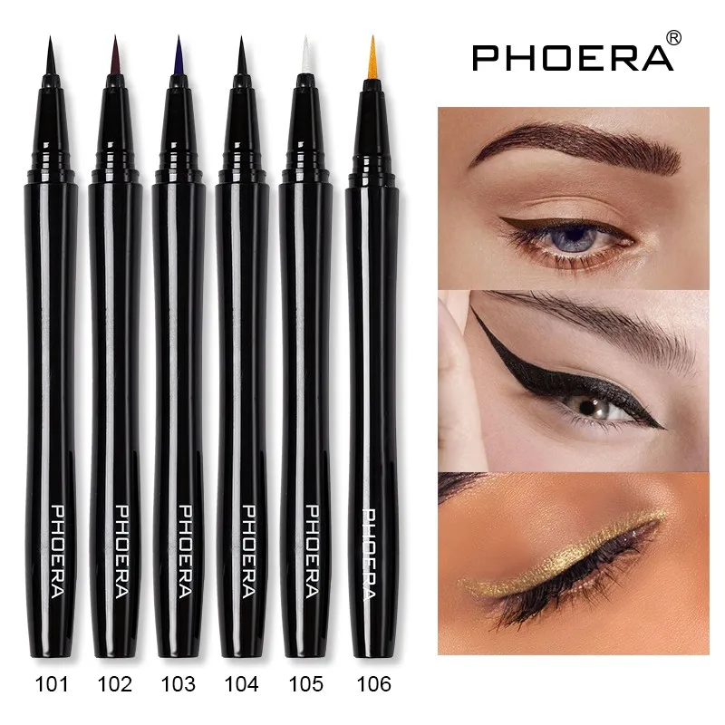 

PHOERA Cat Eye Makeup Waterproof Neon Colorful Liquid Eyeliner Pen Makeup Comestics Long Lasting Smudge-proof Eye Liner Pencil