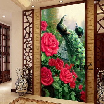 

PSHINY 5D DIY Diamond embroidery sale Rose Peacocks animal Full drill Square rhinestones pictures Diamond Painting new arrivals