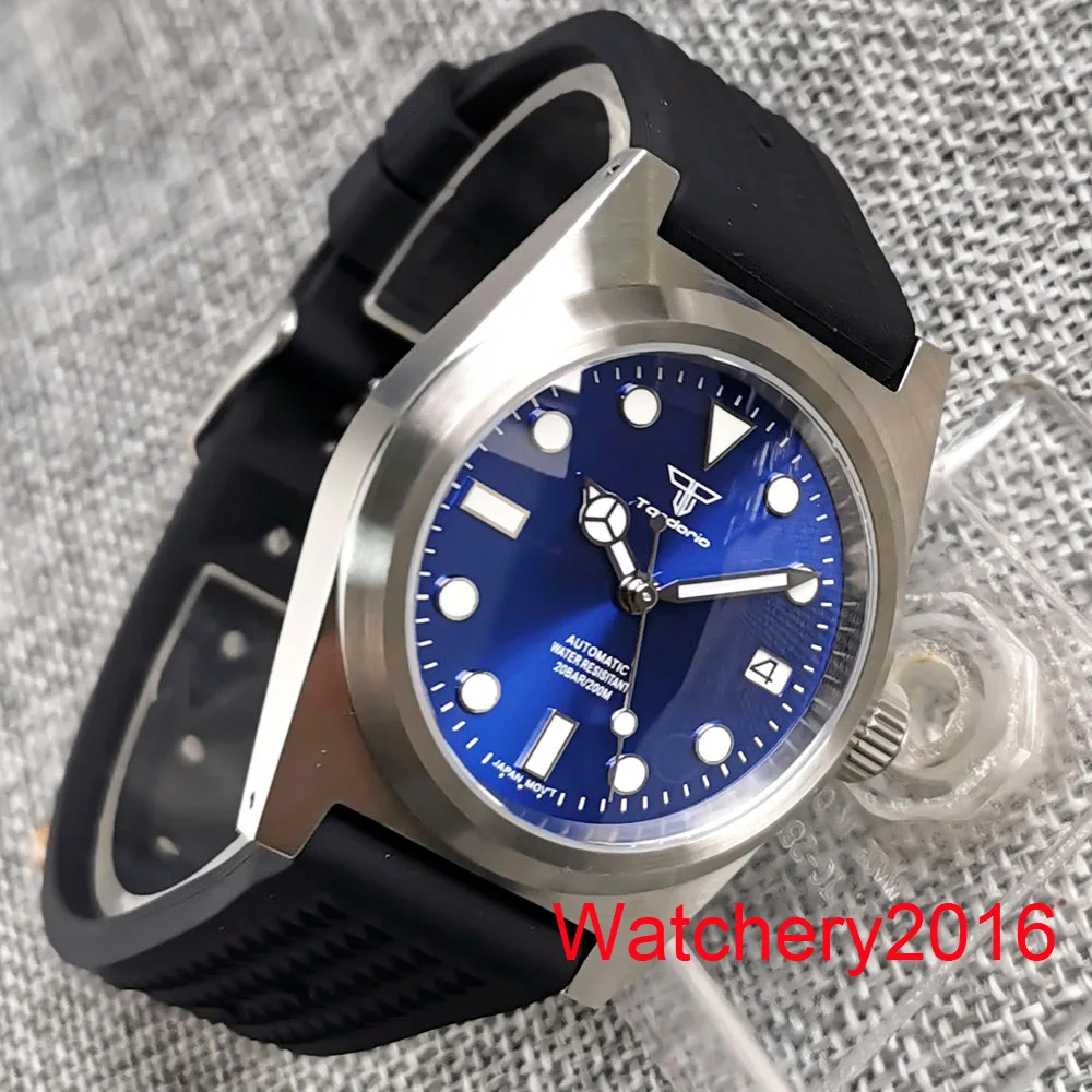 44 Mm Tandorio Schwarzes Zifferblatt Japan NH35A Automatik 200M Stahl