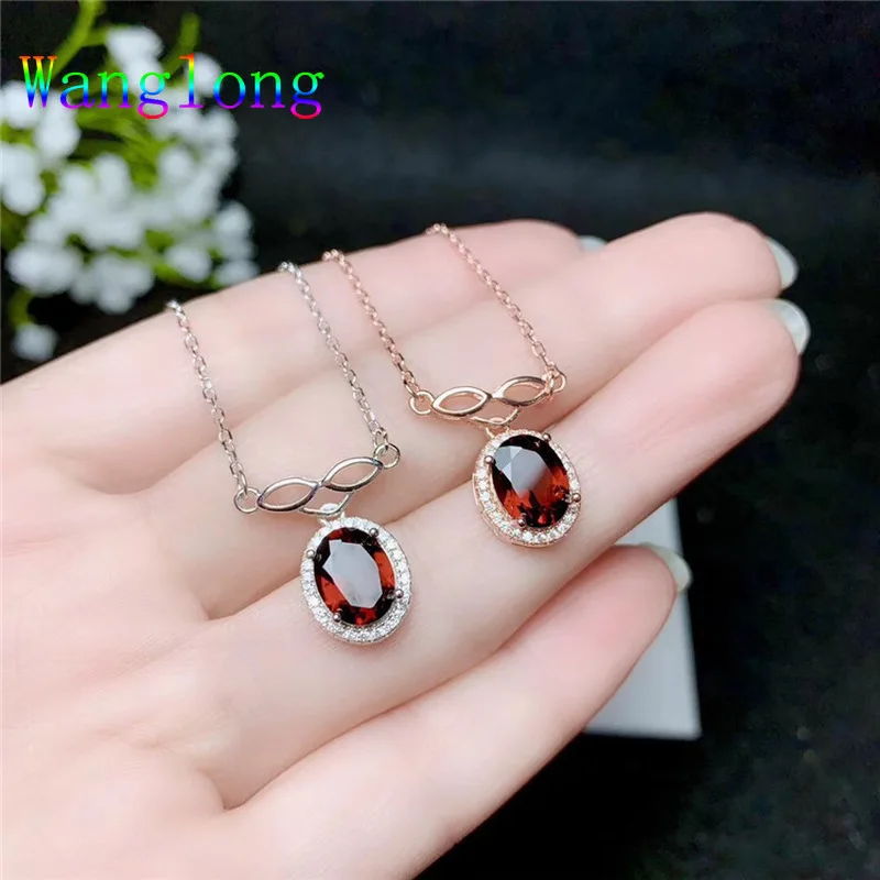 Wanglong 925 пробы серебро натуральный драгоценный камень 7*9 мм натуральный гранат ключицы цепи Эльф на полке Рождество для женщин ювелирные изделия