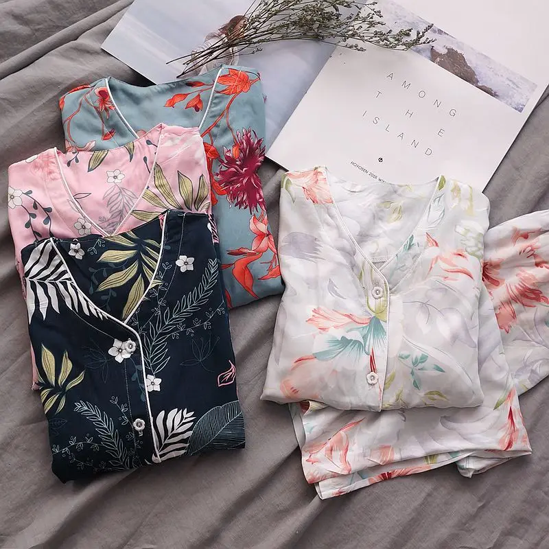 

QWEEK Summer Thin Breathable Cotton Pyjamas Women Loose Comfortable Pajamas Women 2019 Short Sleeve Shorts Pijamas Two Piece Set
