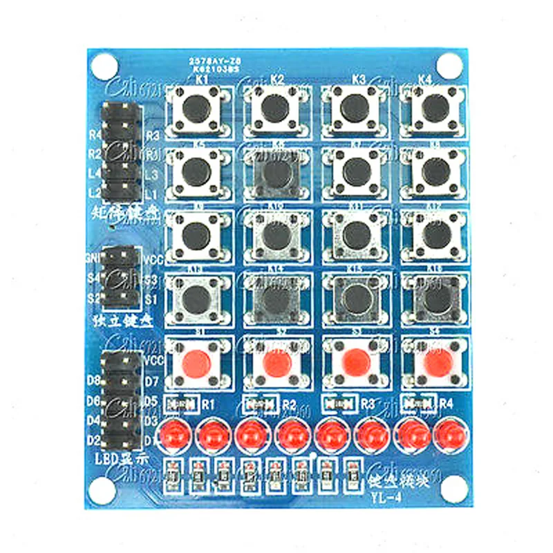 4X4 Матрица клавиатуры для Arduino массив модуль 16 кнопочные кнопки тастатура переключатель клавиатуры панель 4*4 тастен 8 светодиодов аксессуары DIY Kit