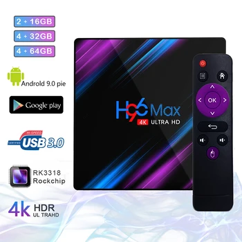 

Set Top Box Google Play Tv box android 9.0 H96 MAX Rockchip 4G 16GB 32GB 64GB Android tv box 2.4/5.0G WiFi Bluetooth 4.0 4K 3D