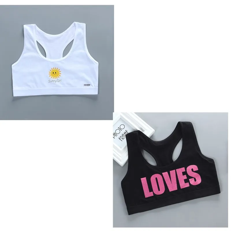 2pcs Girl Bra Teen Crop Top Underwear Vest Racerback Puberty Sport Training  Bras Letter Streetwear Tube Top New Year 7-14Y 10 9