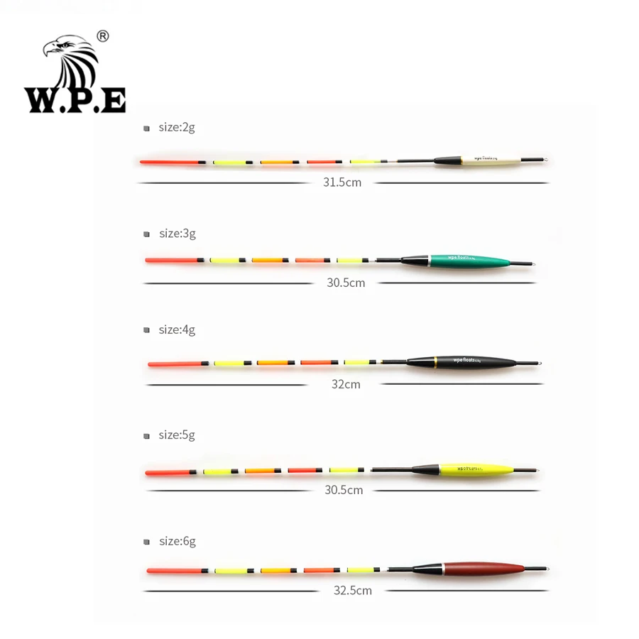 

W.P.E Brand 3pc/lot Fishing Float Barguzinsky Fir Floats Size 2-6g for Carp Fishing Buoy Bobber Fishing Light Floats Multicolor