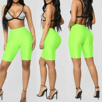 

Summer Beach Casual Skinny Soft Stretchy Solid Shorts Women High Waist Fitness Sports Biker Shorts 5 Colors