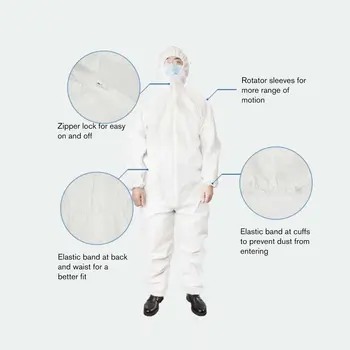 

Disposable Protective Suit Protect Safety Clothing Anti Bacteria Droplet Suit practical portable