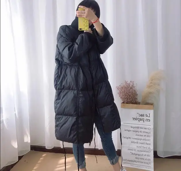 Черный Winter Coat Women Long Black Down Coat Women Thick Warm Winter Plus Size Windproof Snow Outwear 90% White Duck Down Jacket - Цвет: Черный