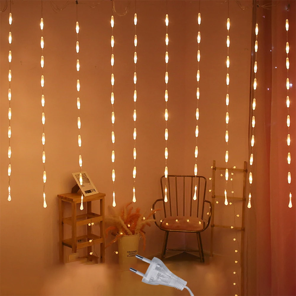 

2.5M 100LED Lcicle Christmas Garland Curtain Lights Fairy Lights Outdoor Home For Wedding/Garden/Party New Year 's Decoration