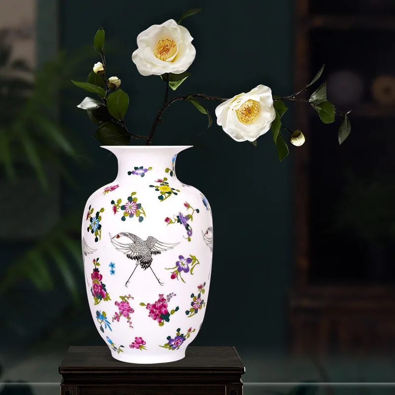 Antique Jingdezhen Luminous Vase With Flowers and Bird Patterns Ceramic Table Porcelain Decorative | Дом и сад