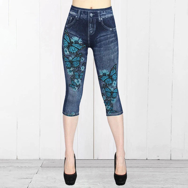 

Vertvie 2019 Printed Yoga Pants Women High Waist Sports Leggings Ladies Casual Outdoor Jeans Push Up Gym Workout Capri Pants