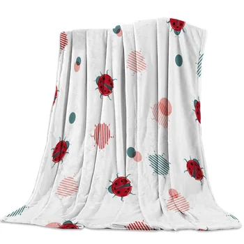 

Kids Throw Blanket Colorful Jungle Animals Themed Ladybug Art Insect Baby