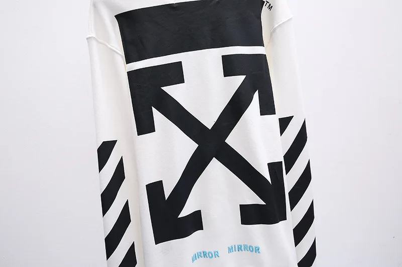 19SS OFF-WHITE OW религиозная теплопередача квадратная фиолетовая ленточная Печать Круглый вырез пуловер Толстовка Джемпер
