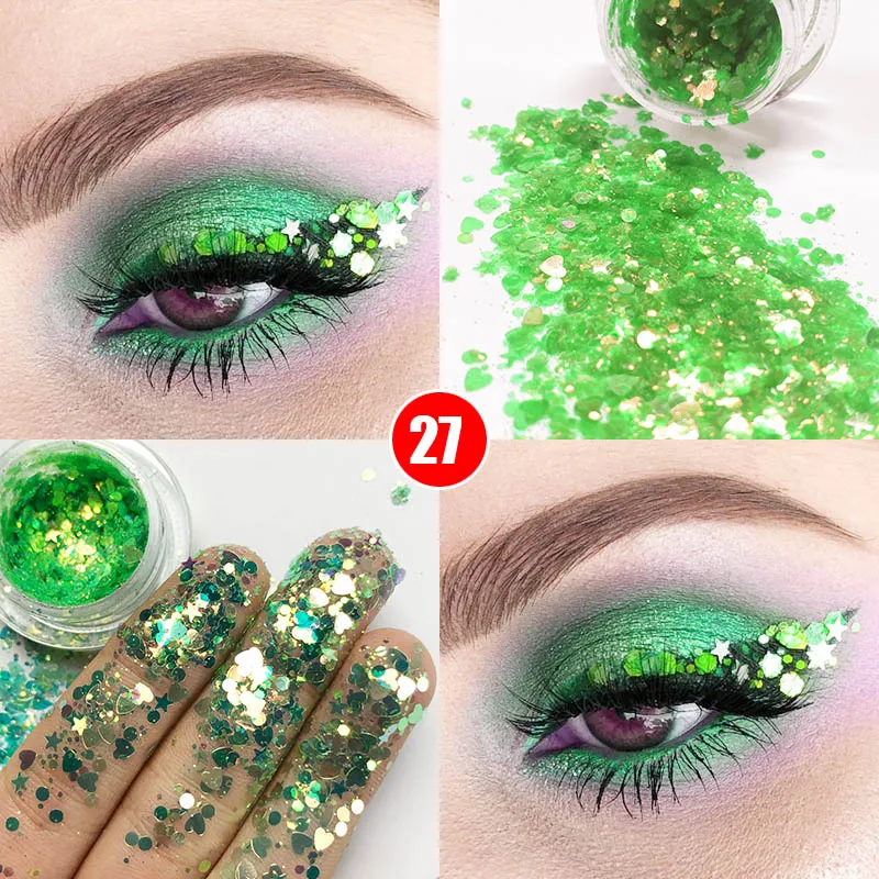 Блестящие тени для век блестки алмазные мерцающие тени для век лица тела Вечерние инструменты для макияжа TY99 - Цвет: 27