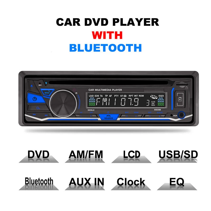 Radio de coche 1 Din USB/ SD Bluetooth/DVD/CD/FM/AM/AUX/TF interfaz de salida de Audio de 4 canales reproductor Mp3 de coche reloj/EQ LCD|Radios de coche| - AliExpress