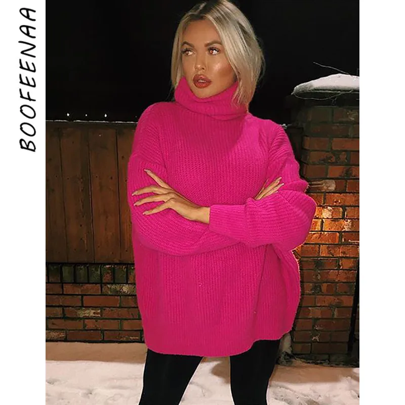 Boofeenaa Fashion Turtleneck Oversized Sweater Winter Clothes Women Neon  Green Pink Orange Pullover Ladies Knit Tops C54-af91 - Pullovers -  AliExpress