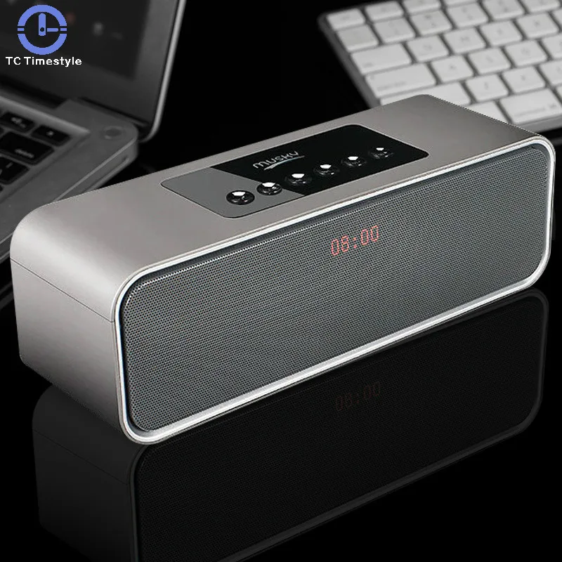 

Alarm Clock Bluetooth Speaker Subwoofer Wireless Stereo Time Display Support Tf Aux Music Player Fm Radio Destktop Clocks