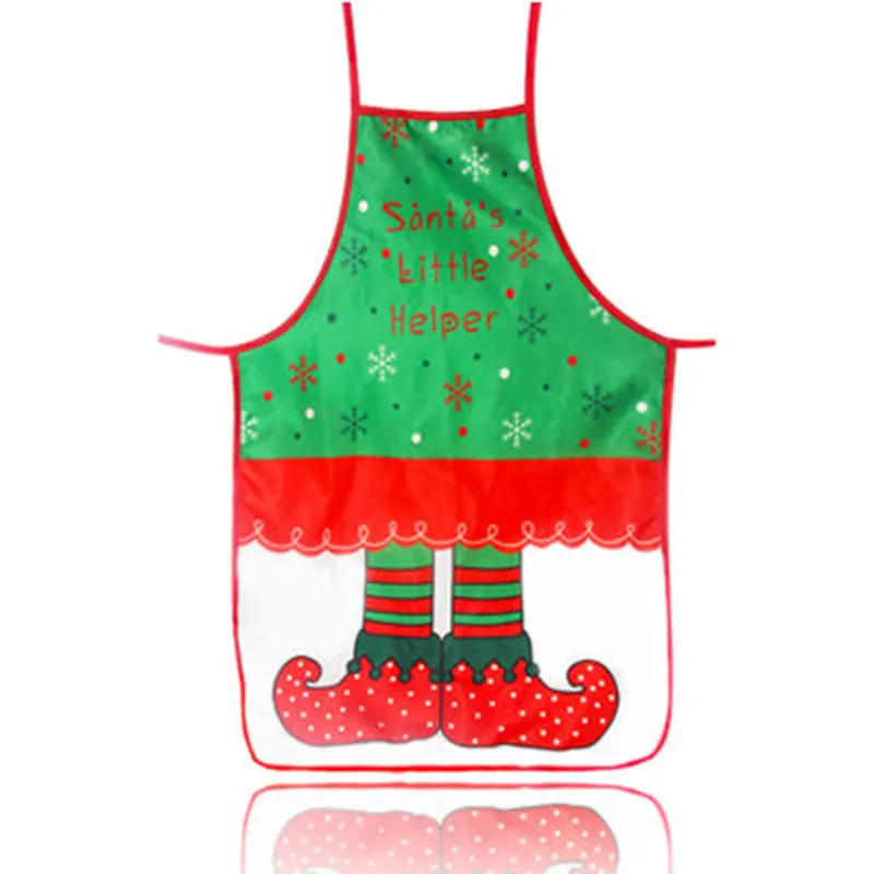 1Pcs Red Christmas Apron Pinafore Cotton Linen Aprons 50*70cm Adult Bibs Home Kitchen Cooking Baking Cleaning Accessories