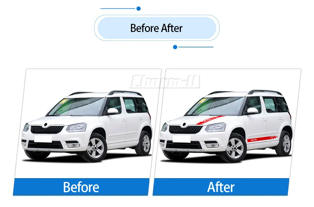 Racing Sport Car Styling Hood Engine Cover Decal Body Graphics Vinyl Side Stripes Skirt Sticker for Skoda Yeti Tuning Accessorie