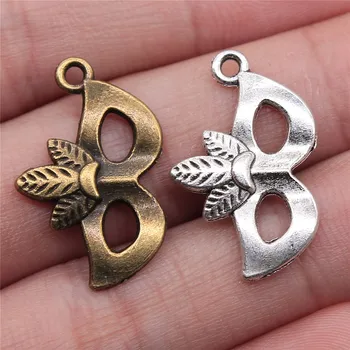 

WYSIWYG 20pcs 24x15mm Charms Drama Mask DIY Jewelry Findings 2 Colors Antique Silver Color Antique Bronze Plated