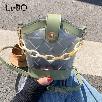 

LUCDO Summer Jelly Bag 2020 New Fashion Transparent Bag Chain Messenger Bag Women's Bag Large Capacity Bucket Bag